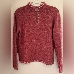 Woolrich Wool Blend W Sz. M Lgt.Maroon 3/4 Zip Sweater Cabincore Academia Preppy